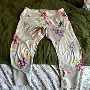 Avia Cream and Purple Leggings with Floral Design